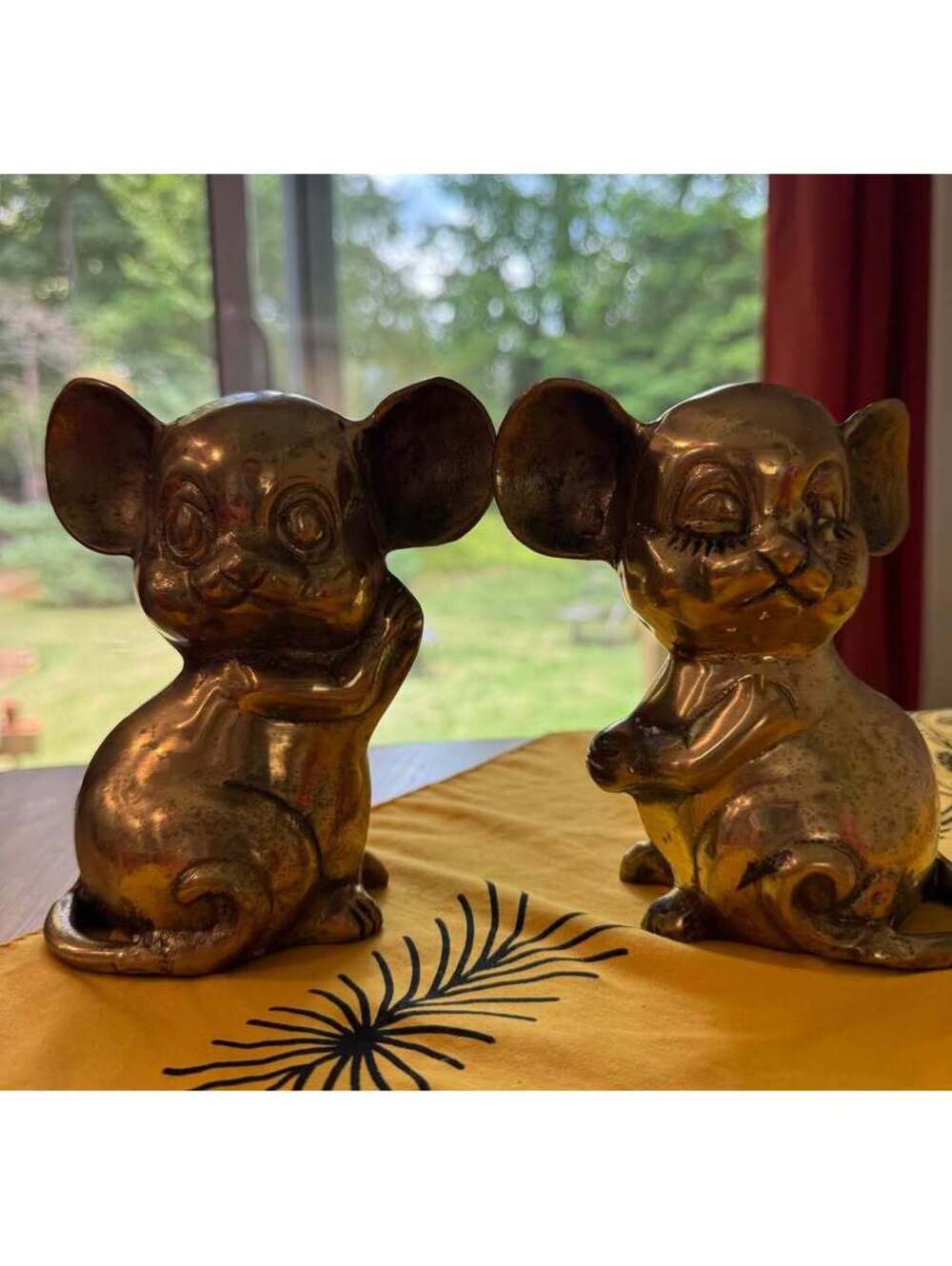 Vintage Brass Mouse Figurines - Set of 2